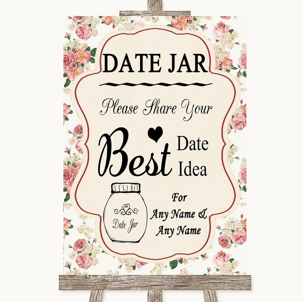 Vintage Roses Date Jar Guestbook Personalised Wedding Sign