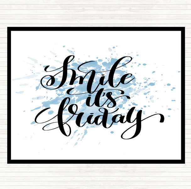 Blue White Smile Its Friday Inspirational Quote Mouse Mat Pad