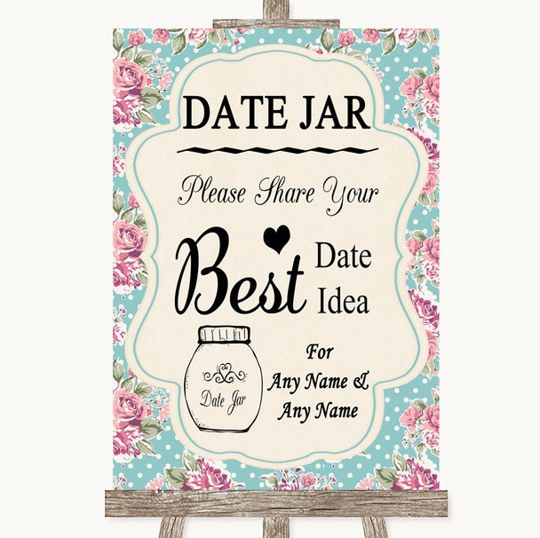 Vintage Shabby Chic Rose Date Jar Guestbook Personalised Wedding Sign