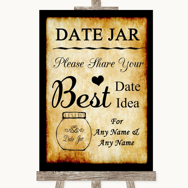 Western Date Jar Guestbook Personalised Wedding Sign