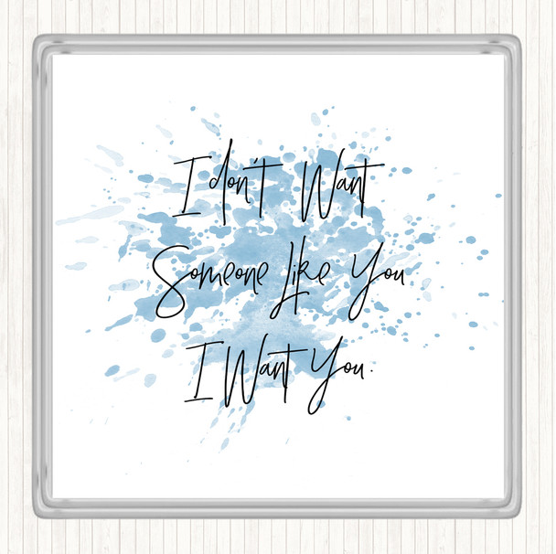 Blue White Someone Like You Inspirational Quote Drinks Mat Coaster