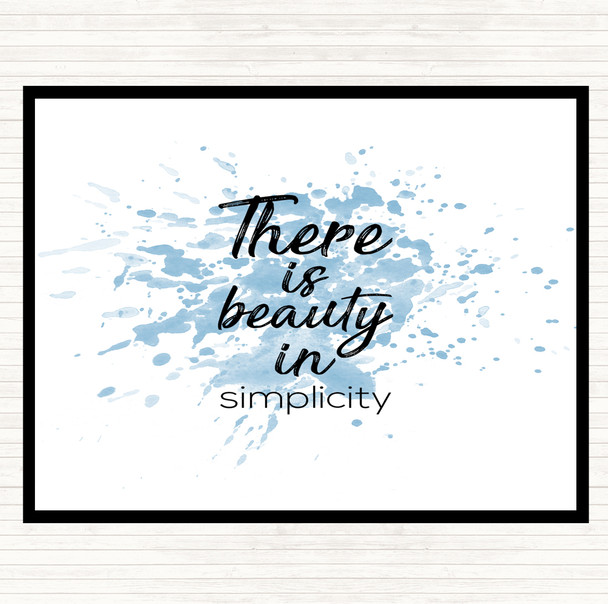 Blue White Beauty In Simplicity Inspirational Quote Mouse Mat Pad