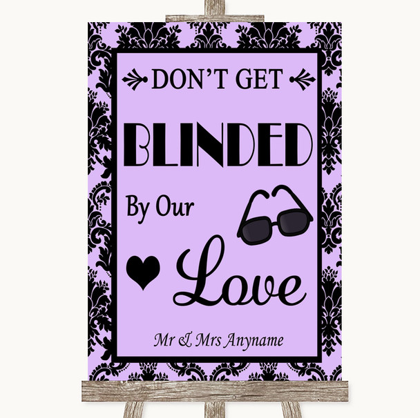 Lilac Damask Don't Be Blinded Sunglasses Personalised Wedding Sign