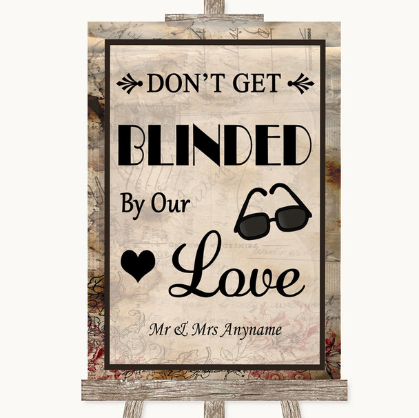 Vintage Don't Be Blinded Sunglasses Personalised Wedding Sign