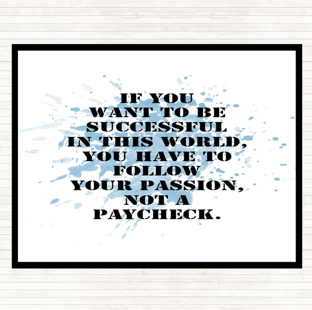 Blue White Successful In This World Inspirational Quote Mouse Mat Pad