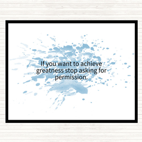 Blue White Achieve Greatness Inspirational Quote Mouse Mat Pad