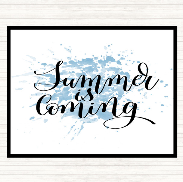 Blue White Summer Is Coming Inspirational Quote Mouse Mat Pad