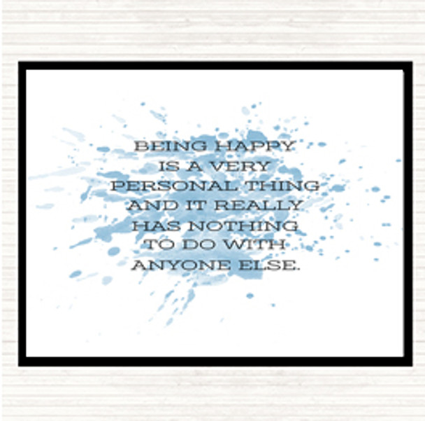 Blue White Being Happy Inspirational Quote Dinner Table Placemat