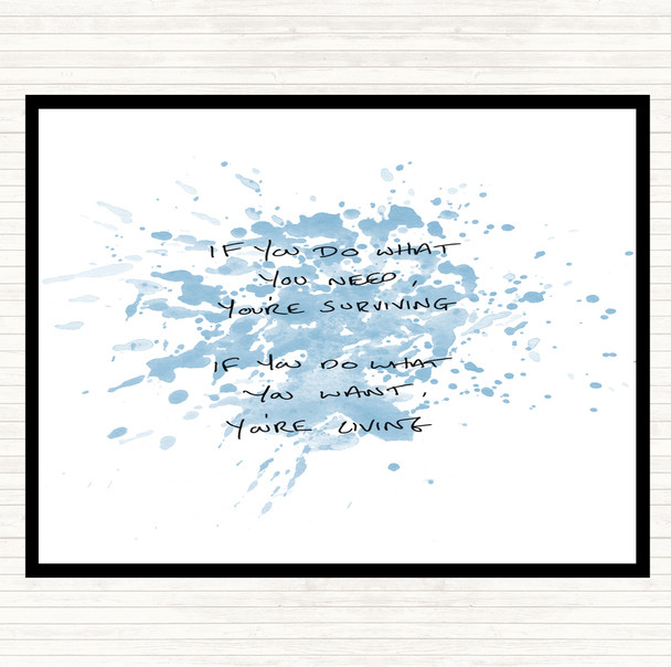 Blue White Surviving Inspirational Quote Mouse Mat Pad