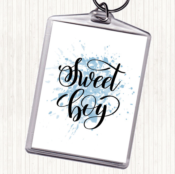 Blue White Sweet Boy Inspirational Quote Bag Tag Keychain Keyring