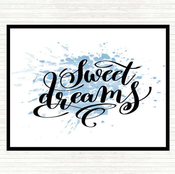 Blue White Sweet Dreams Inspirational Quote Mouse Mat Pad