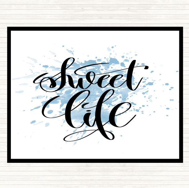 Blue White Sweet Life Inspirational Quote Mouse Mat Pad