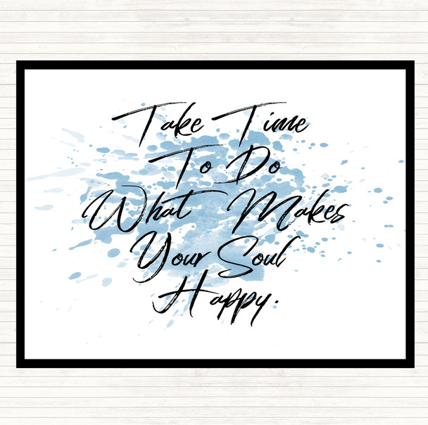 Blue White Take Time Inspirational Quote Mouse Mat Pad