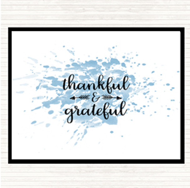 Blue White Thankful Inspirational Quote Mouse Mat Pad