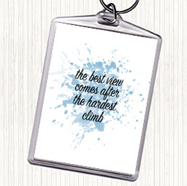 Blue White The Best View Inspirational Quote Bag Tag Keychain Keyring