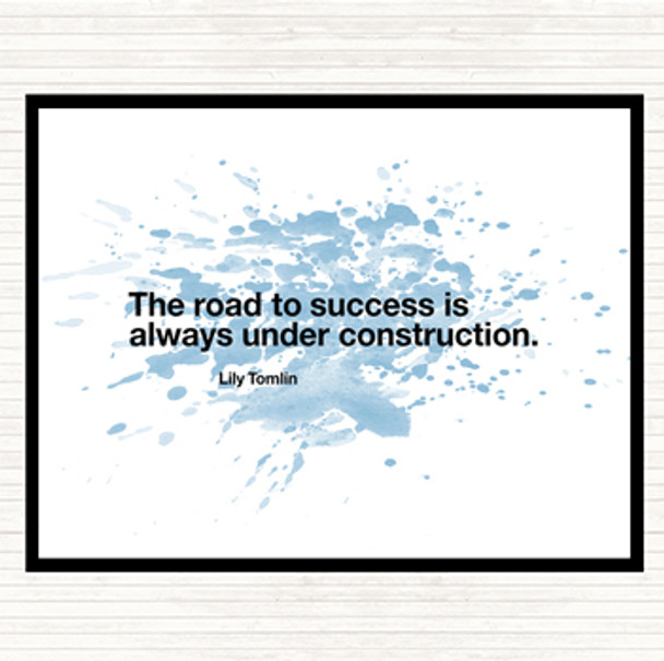 Blue White The Road To Success Is Under Construction Inspirational Quote Mouse Mat Pad