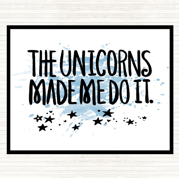 Blue White The Unicorns Made Me Inspirational Quote Mouse Mat Pad