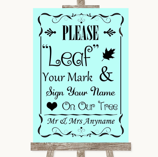 Aqua Fingerprint Tree Instructions Personalised Wedding Sign