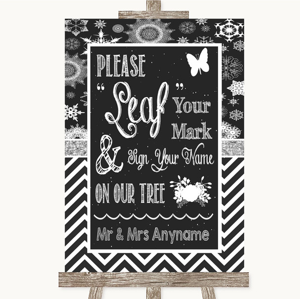 Chalk Winter Fingerprint Tree Instructions Personalised Wedding Sign