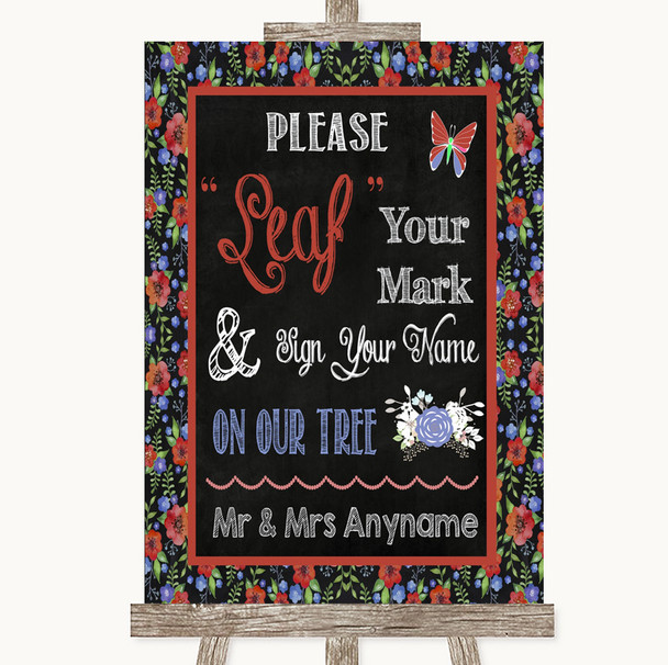 Floral Chalk Fingerprint Tree Instructions Personalised Wedding Sign