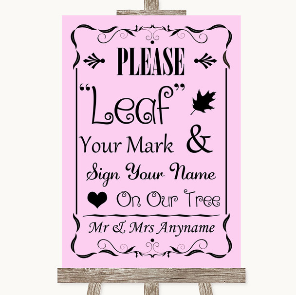 Pink Fingerprint Tree Instructions Personalised Wedding Sign