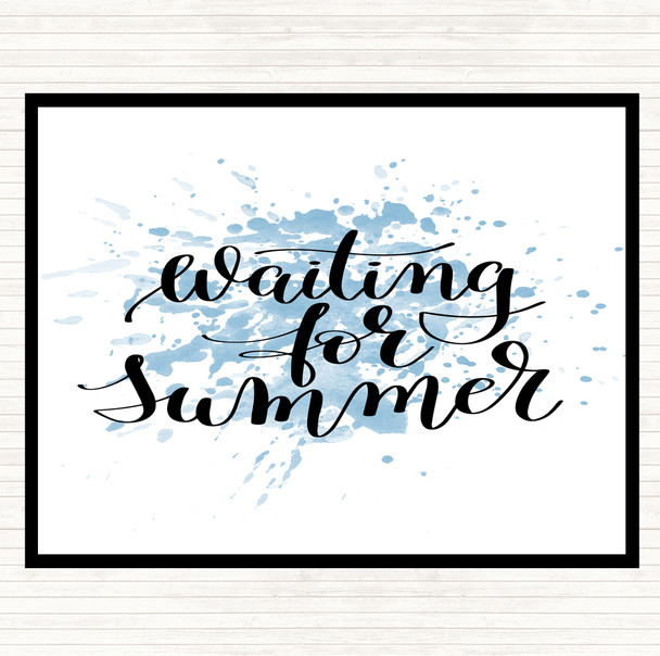 Blue White Waiting For Summer Inspirational Quote Mouse Mat Pad