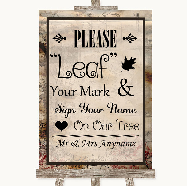 Vintage Fingerprint Tree Instructions Personalised Wedding Sign