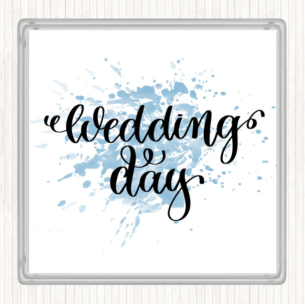 Blue White Wedding Day Inspirational Quote Drinks Mat Coaster