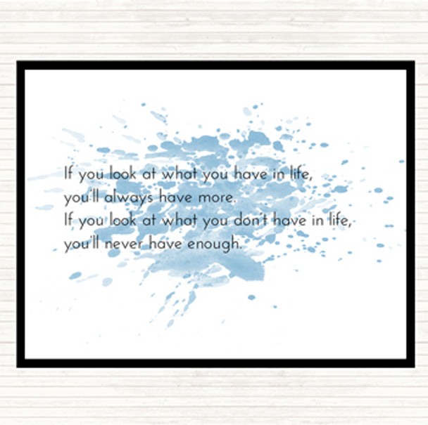 Blue White What You Have In Life Inspirational Quote Mouse Mat Pad