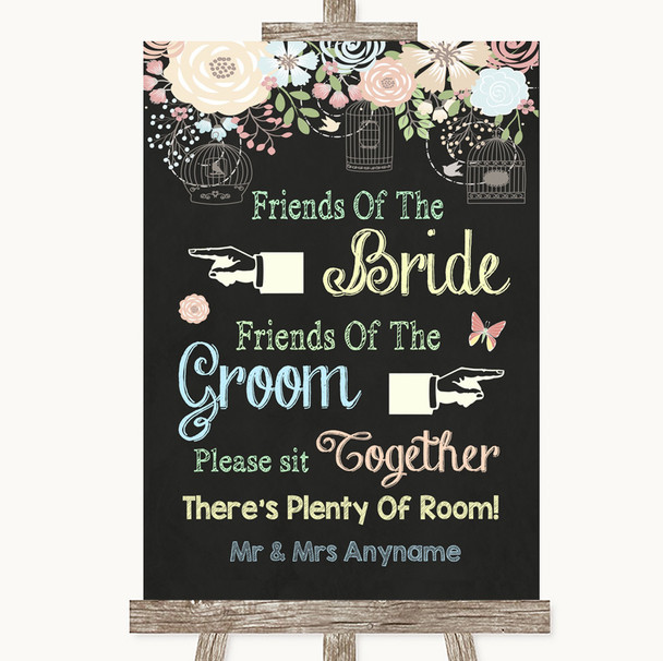 Shabby Chic Chalk Friends Of The Bride Groom Seating Personalised Wedding Sign