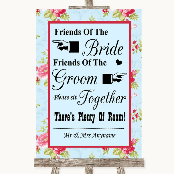 Shabby Chic Floral Friends Of The Bride Groom Seating Personalised Wedding Sign