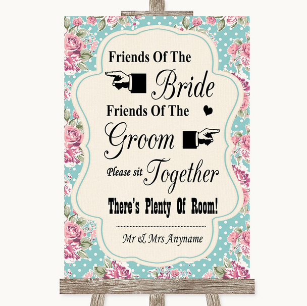 Vintage Shabby Chic Rose Friends Of The Bride Groom Seating Wedding Sign