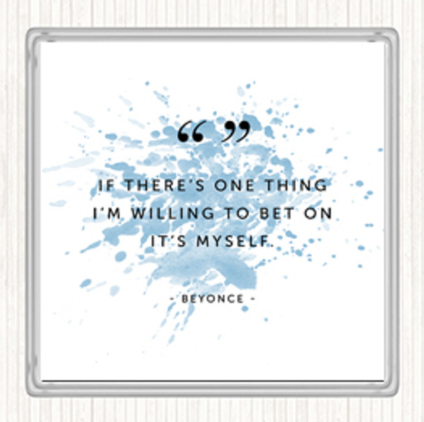 Blue White Bet On Myself Inspirational Quote Drinks Mat Coaster