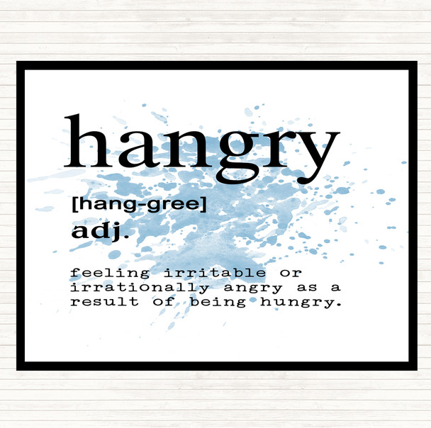 Blue White Word Definition Hangry Inspirational Quote Mouse Mat Pad