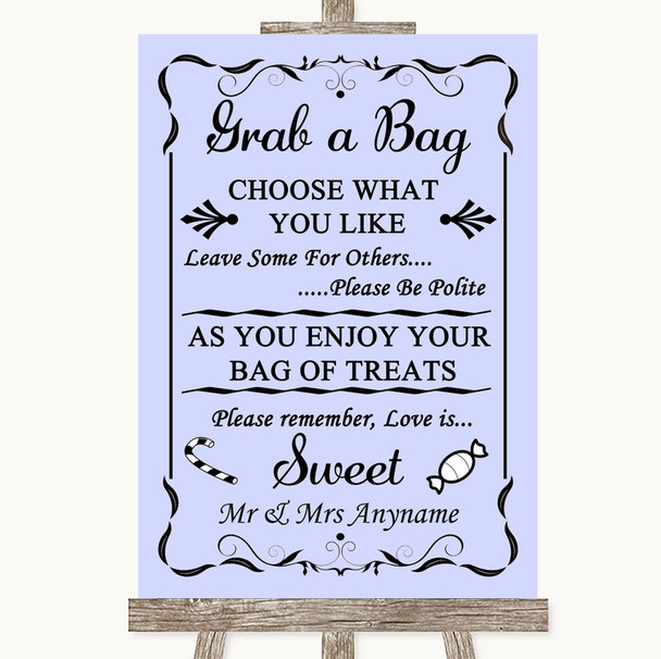 Lilac Grab A Bag Candy Buffet Cart Sweets Personalised Wedding Sign