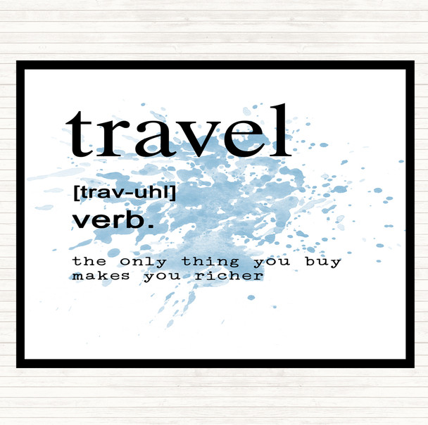 Blue White Word Definition Travel Inspirational Quote Mouse Mat Pad