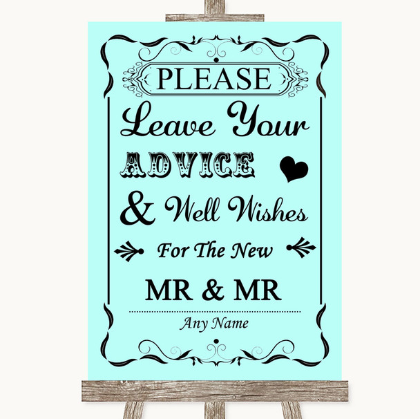 Aqua Guestbook Advice & Wishes Gay Personalised Wedding Sign