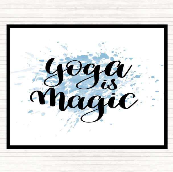 Blue White Yoga Is Magic Inspirational Quote Mouse Mat Pad