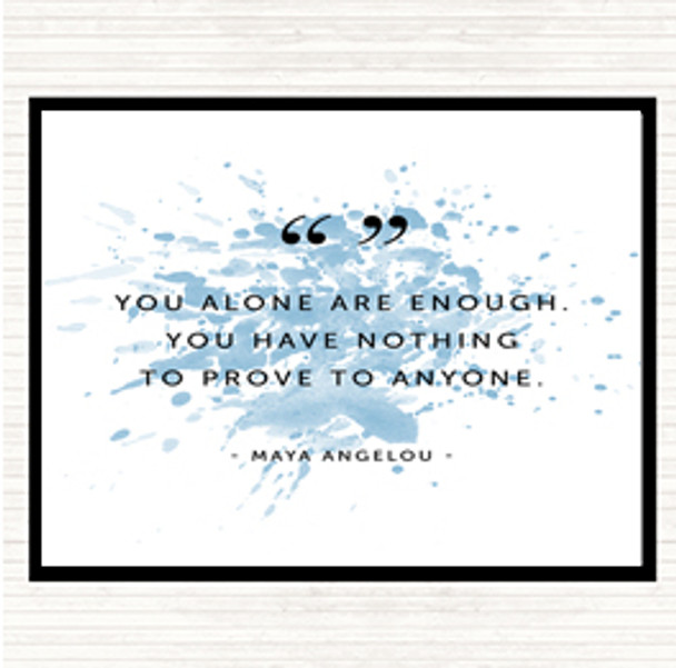 Blue White You Alone Inspirational Quote Mouse Mat Pad