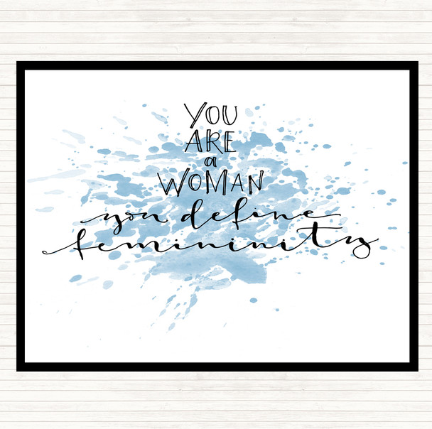 Blue White You Are A Woman Inspirational Quote Mouse Mat Pad
