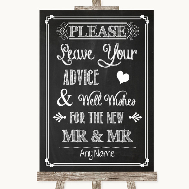 Chalk Sketch Guestbook Advice and Wishes Gay Personalised Wedding Sign