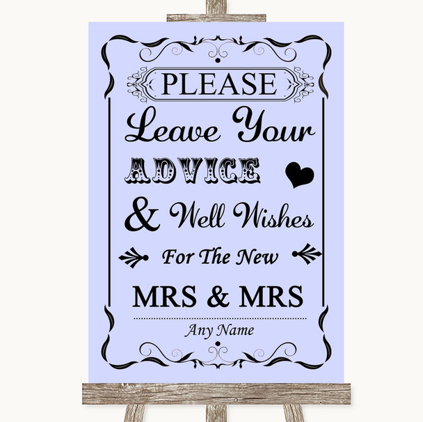 Lilac Guestbook Advice & Wishes Lesbian Personalised Wedding Sign