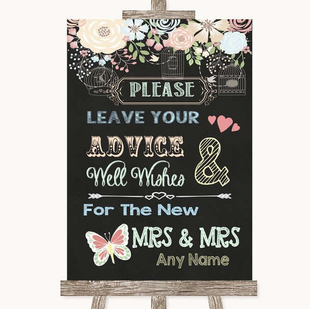 Shabby Chic Chalk Guestbook Advice & Wishes Lesbian Personalised Wedding Sign