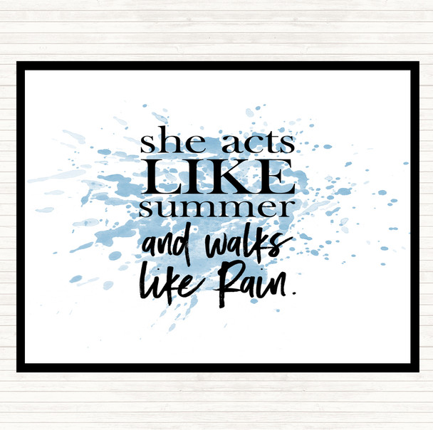 Blue White Acts Like Summer Inspirational Quote Mouse Mat Pad