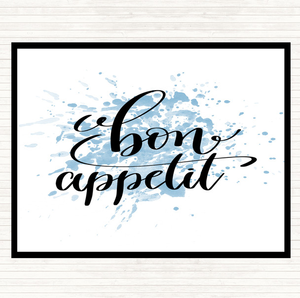 Blue White Bon Appetit Inspirational Quote Dinner Table Placemat