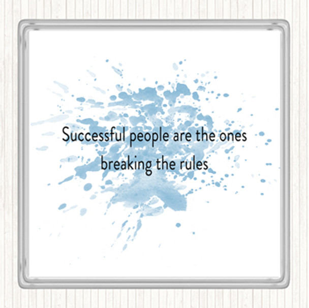 Blue White Breaking The Rules Inspirational Quote Drinks Mat Coaster