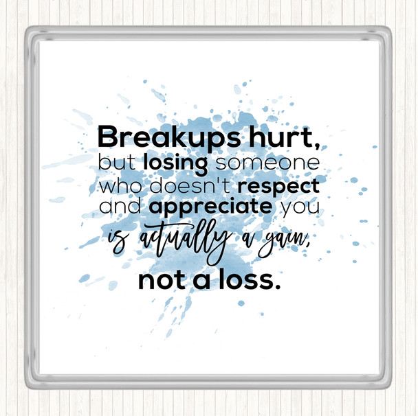 Blue White Breakups Hurt Inspirational Quote Drinks Mat Coaster