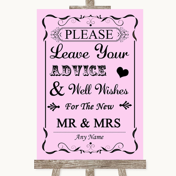 Pink Guestbook Advice & Wishes Mr & Mrs Personalised Wedding Sign