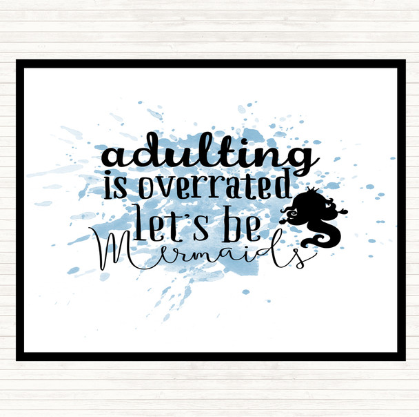 Blue White Adult Lets Be Mermaids Inspirational Quote Mouse Mat Pad