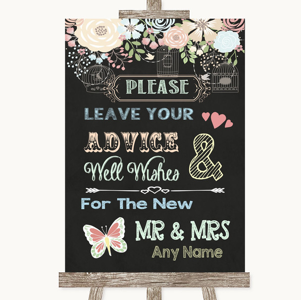 Shabby Chic Chalk Guestbook Advice & Wishes Mr & Mrs Personalised Wedding Sign